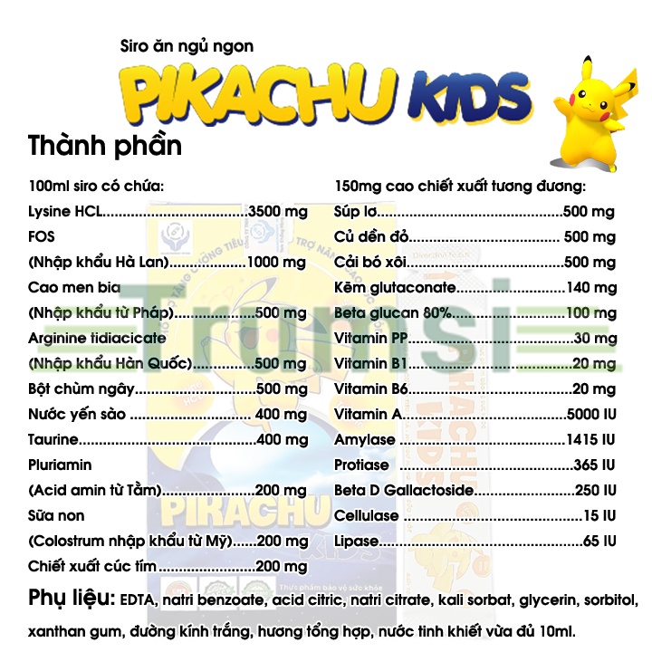 Siro Ăn Ngon Pikachu Kids Giúp Tăng Cường Tiêu Hóa Tăng Sức Đề Kháng Nâng Cao Sức Khỏe Phát Triển Trí Não Cho Trẻ Em