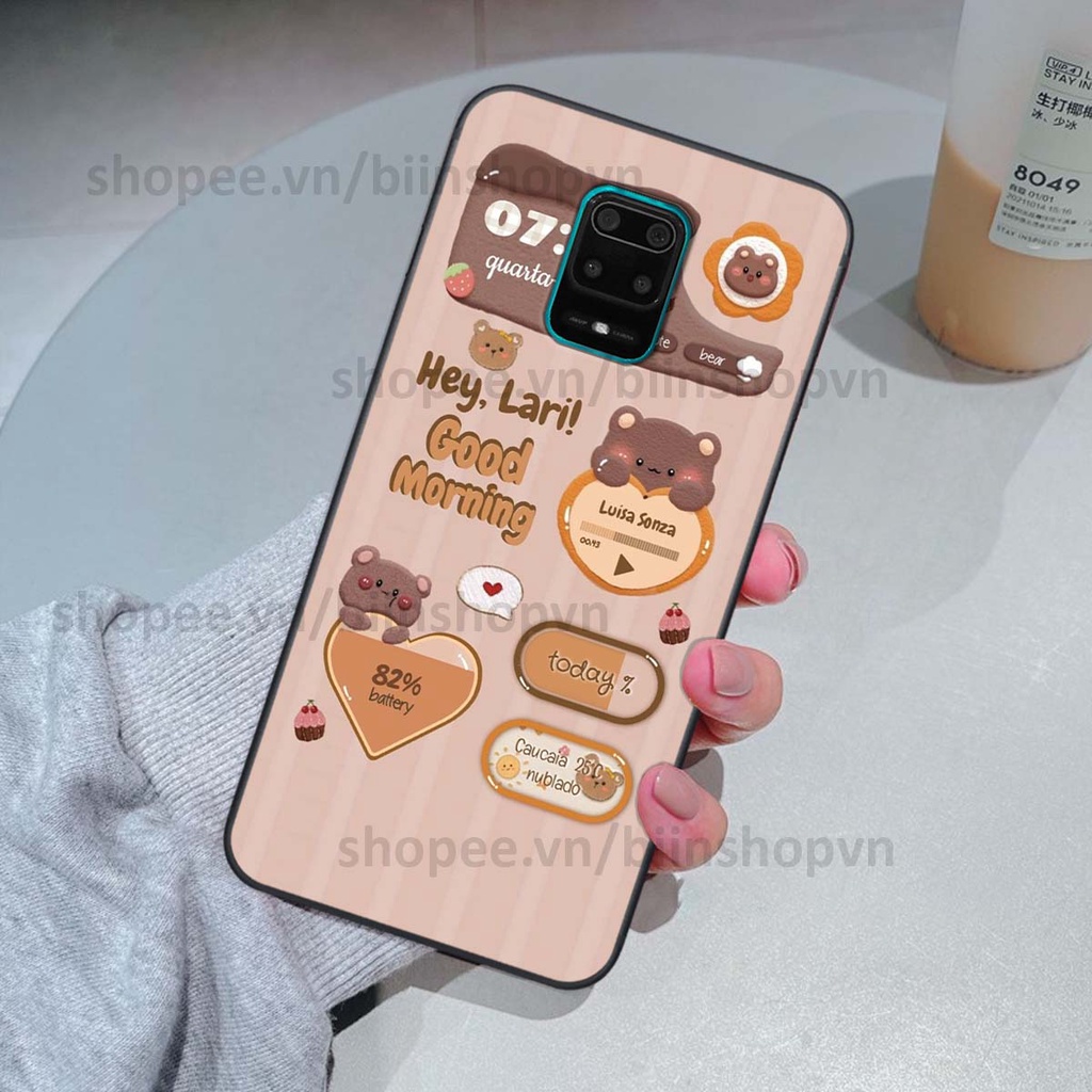 Ốp Xiaomi Redmi Note 9 / Note9s / Note 9 Pro in 3D icon gấu nổi siêu xinh, siêu đáng yêu, cá tính phong cách