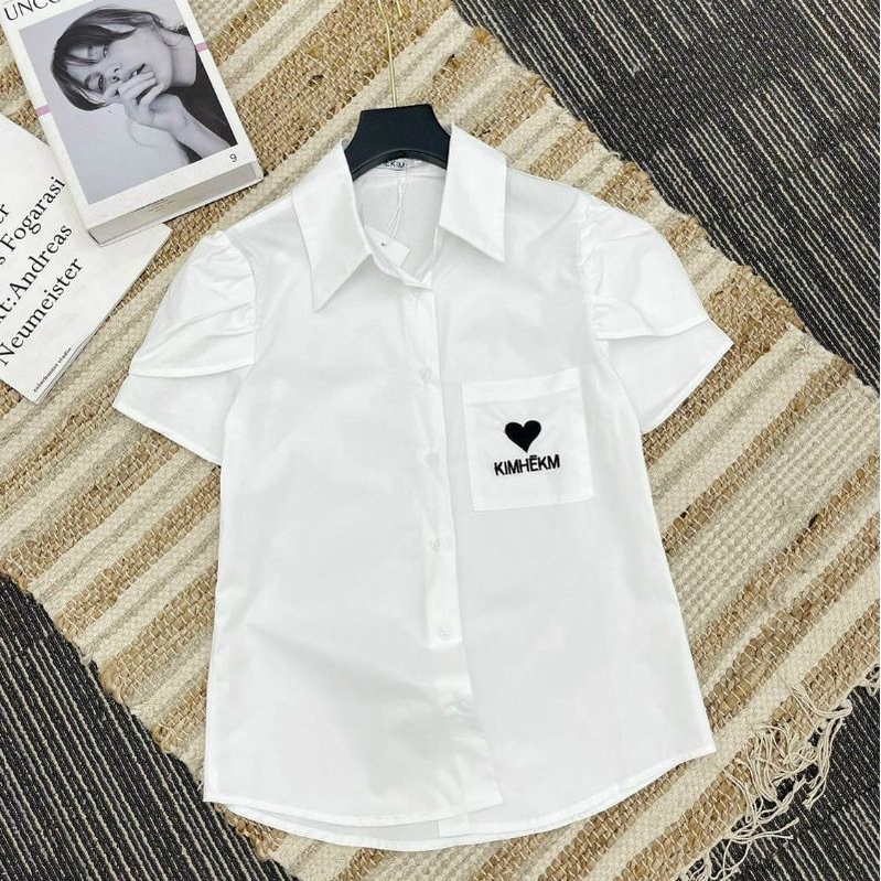 Áo sơ mi thêu trái tim và chữ  A15❤❤