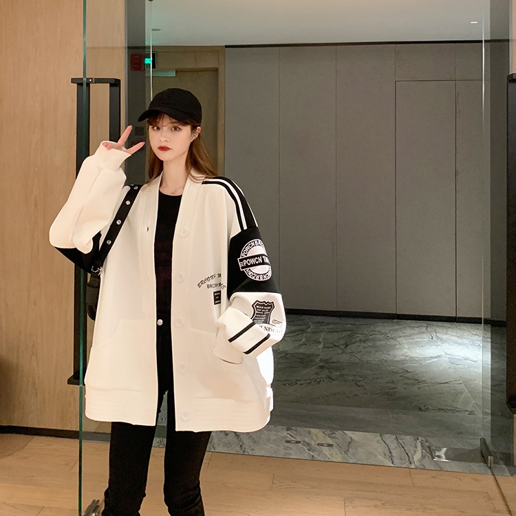 Áo cardigan in logo chữ brcon- Áo Khoác Nỉ Unisex Dáng Rộng Phong Cách Hàn Quốc
