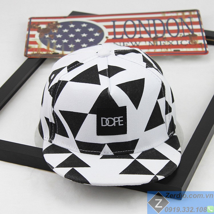 Mũ nam snapback Dope đẹp 2 màu đen trắng phong cách hiphop cá tính