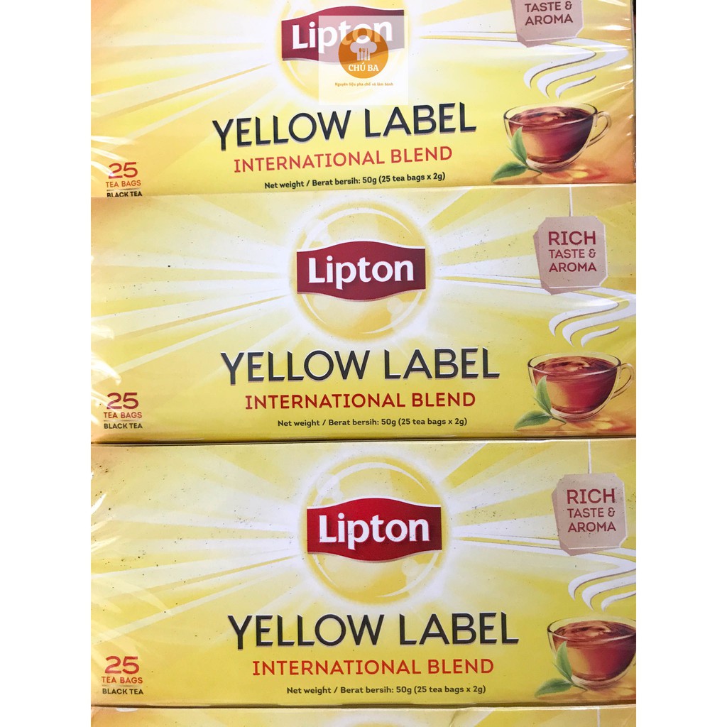 Trà Lipton Nhãn Vàng Yellow Label Bản Quốc Tế Hộp 25 Gói và Hộp 100 Gói