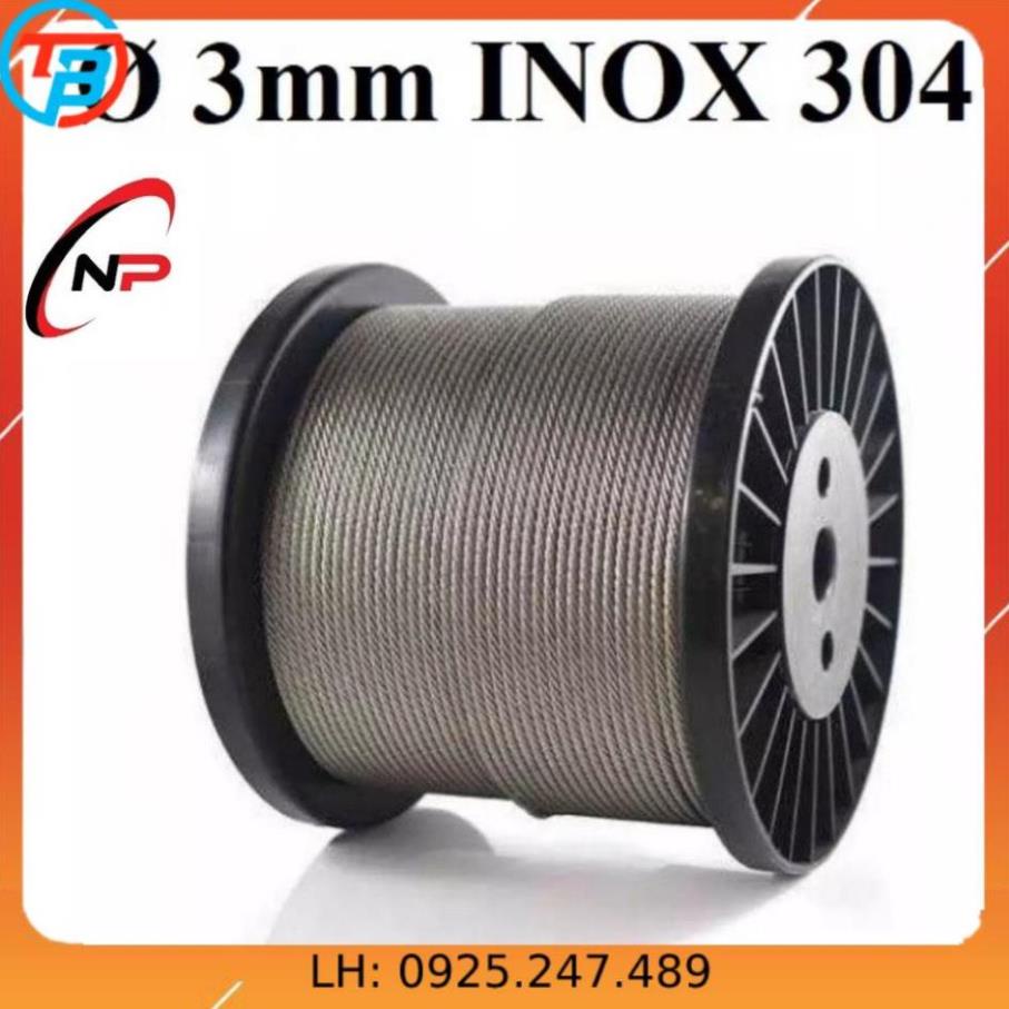 50 Mét cáp INOX 304 3mm chống rỉ sét,ăn mòn cực tốt.Làm dây phơi quần áo,trang trí nhà cửa....kimkhinhatphat