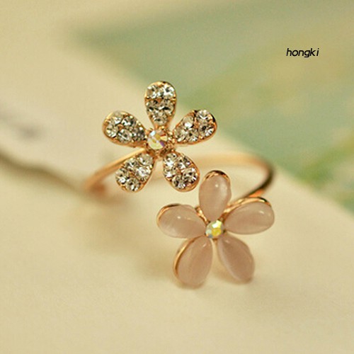 Nhẫn Hở Mặt Hình Hoa Cúc Đính Đá Thời Trang Cho Nữ