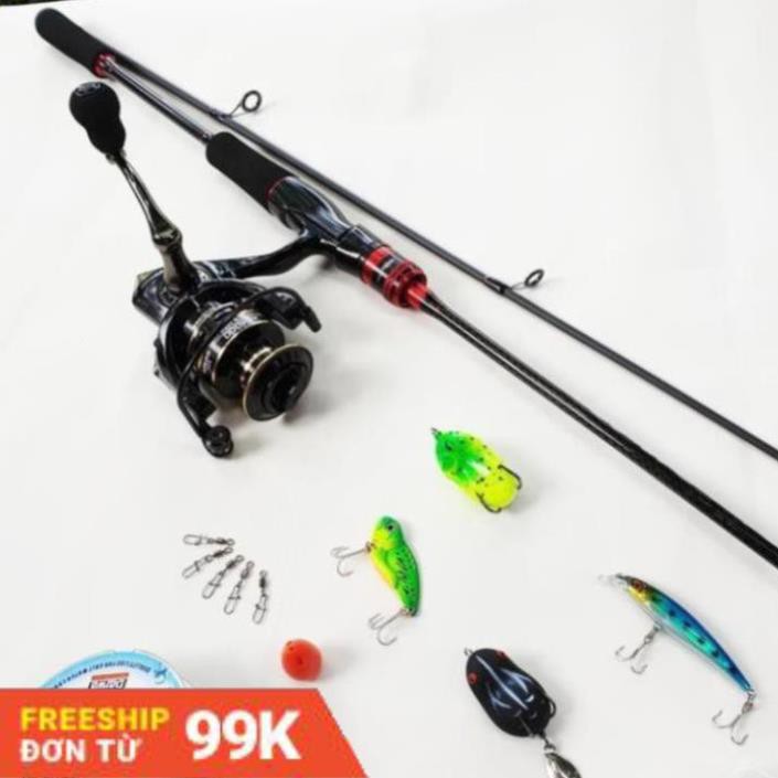 Bộ cần câu cá lure máy đứng 1.68m - 1.8m - 2.1m - 2.4m + Máy kim loại + dây câu lure + hộp mồi lure B-lu-D01