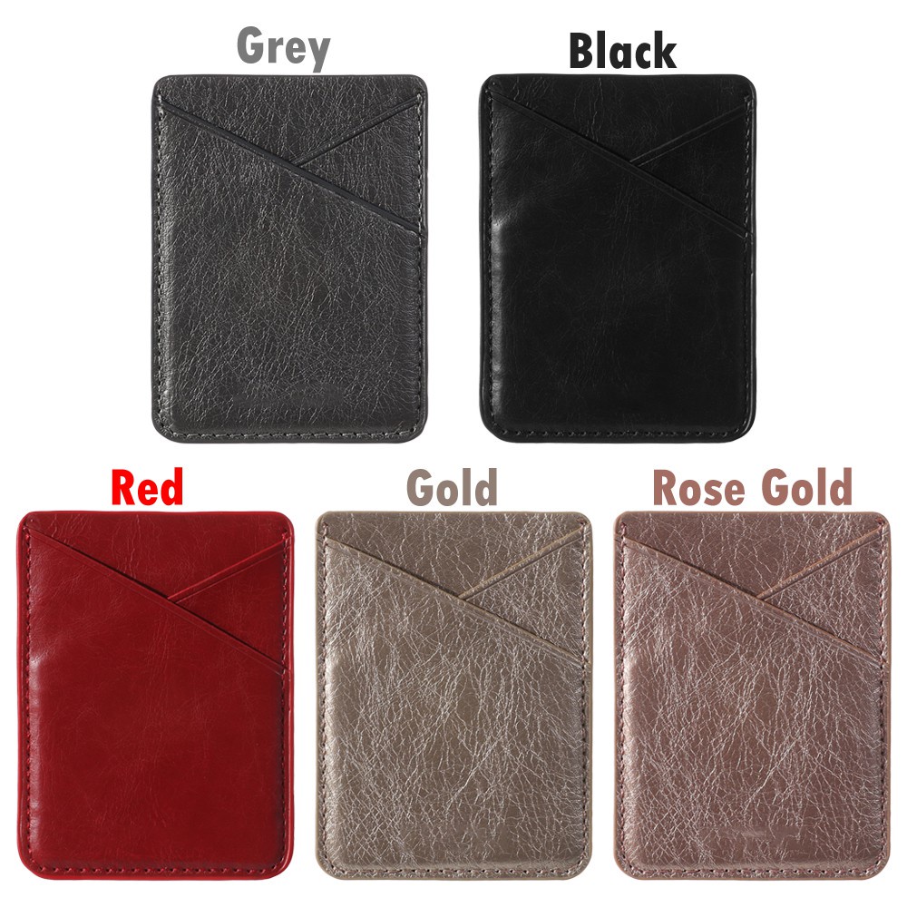 PATH New Cellphone Pocket Universal Wallet Case Card Holder Double-deck Adhesive Sticker Leather Solid Bag Pouch/Multicolor