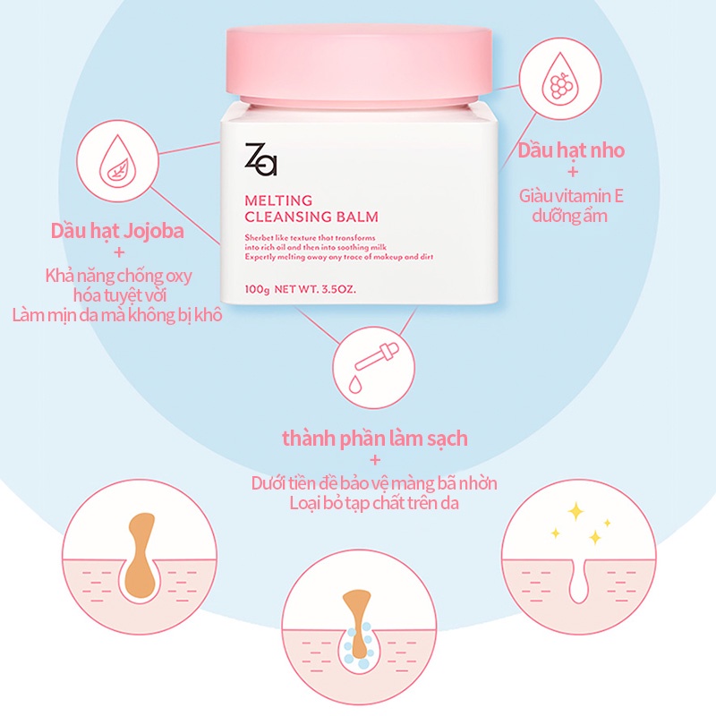 Sáp tẩy trang Za giúp dưỡng ẩm làm sạch sâu cho da mặt 100g
