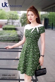 Đầm xoè sóng ngực buộc nơ V312