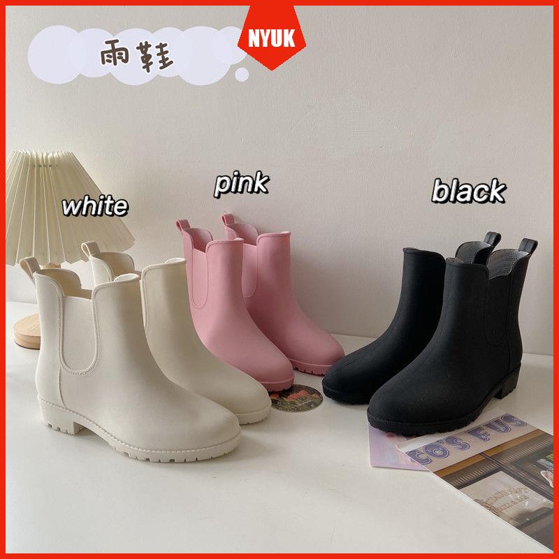 Giày Bốt Martin Đi Mưa Màu Trơn Chống Trượt / Thấm Nước / Mài Mòn Thời Trang Hàn Quốc