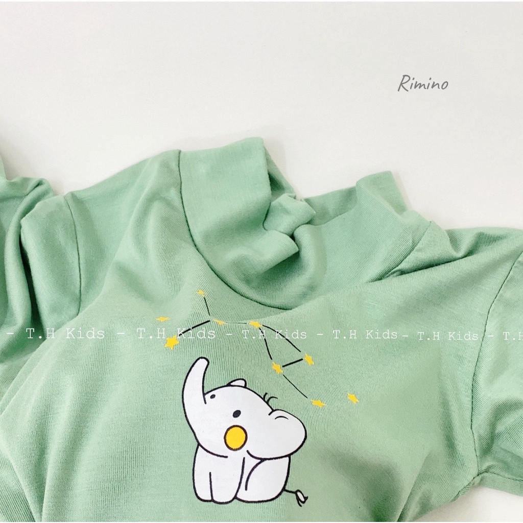 Áo dài tay thun lạnh cổ 3p in hình cute cho bé Rimino