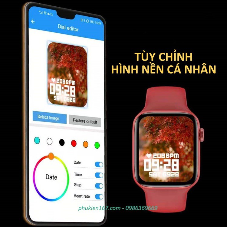 [SMART WATCH HW12] Đồng hồ thông minh HW12 - Thay hình nền - Seri 6, 40mm - Màn hình tràn viền - Nút xoay - Chống nước