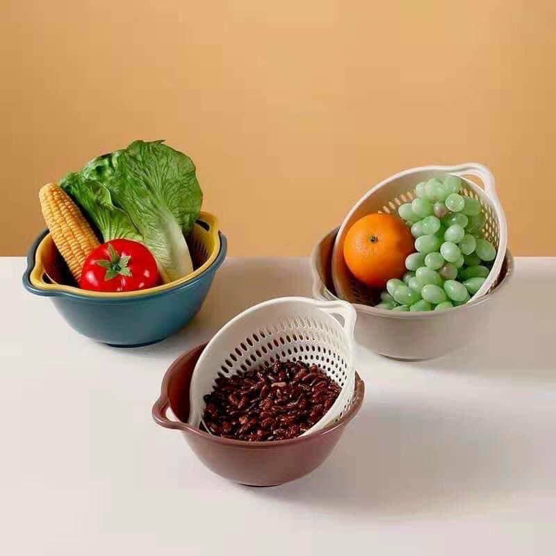 Combo 6 Món Rổ Nhựa Ráo Nước , Rổ Rửa Rau Củ Hai Lớp Cao Cấp | BigBuy360 - bigbuy360.vn