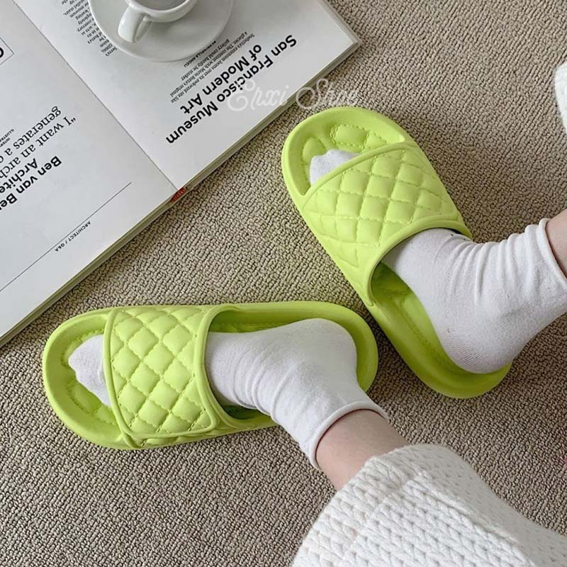 Oeggeo shop Giày Đi Trong Nhà Đế Dày Họa Tiết Lưới Kim Cương Cho Nữ