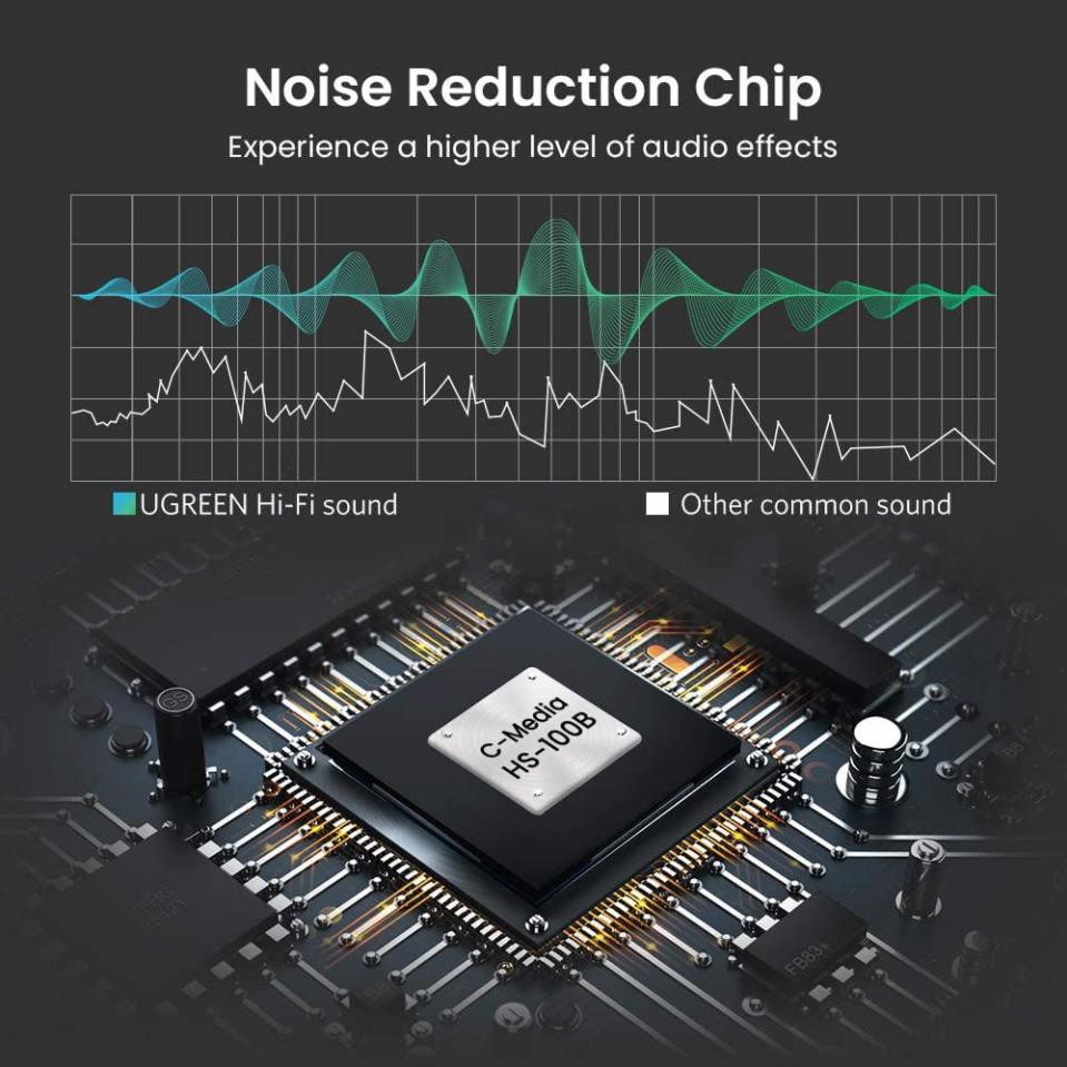 Cáp USB ra âm thanh Ugreen 30724 hỗ trợ loa và mic màu đen chính hãng - Hapugroup