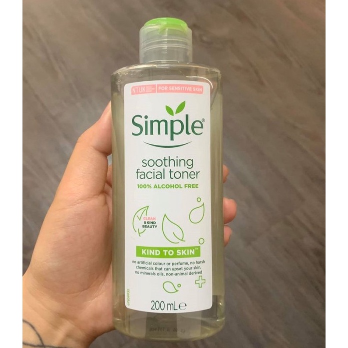 Nước hoa hồng Simple 200ml, toner cấp ẩm se khít lỗ chân lông | BigBuy360 - bigbuy360.vn