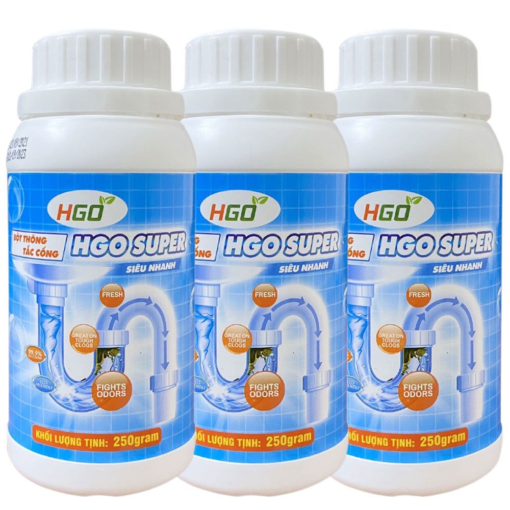 Combo 3 bột thông cống cực mạnh HGO Super thông bồn cầu, bồn rửa bát, cống thoát sàn