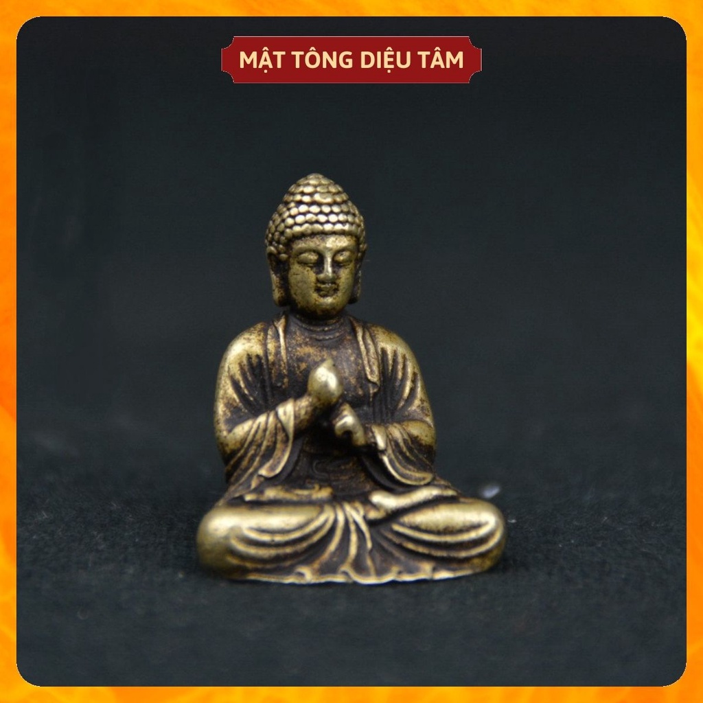 Tượng phật bằng đồng trang trí tiểu cảnh phụ kiện thác khói trầm hương, trang trí bàn trà tượng phật thích ca mini