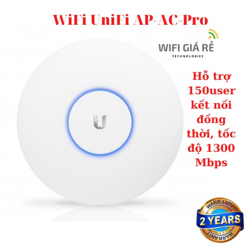 Thiết bị phát sóng WiFi Ubiquiti UniFi AP AC Pro hỗ trợ 150user đồng thời, tốc độ 1300Mbps, BH 2 năm, Hàng Chính Hãng
