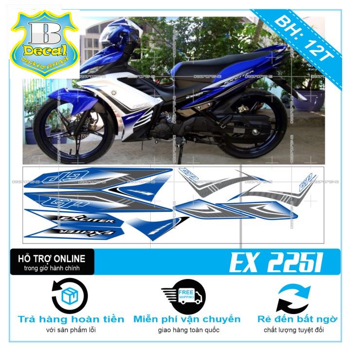 ( Quí khách vui lòng mang ra tiệm cho thợ dán ) Tem EX 2011 ZIN TRẮNG XANH GP [Bi Decal]