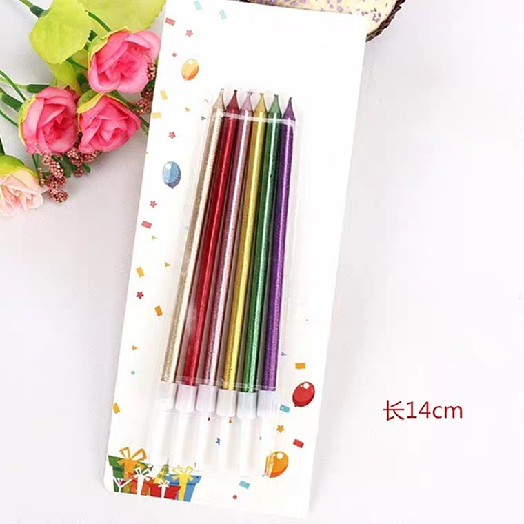 Nến sinh nhật nhũ dài trơn đủ màu