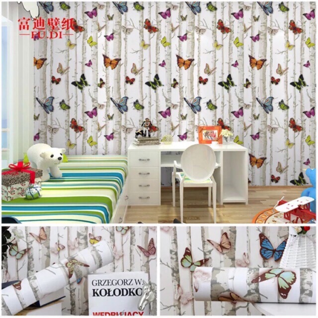 10m giấy dán tường bướm 3D khổ 45cm