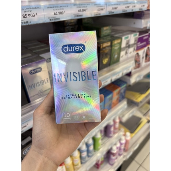 Bao Cao Su Durex invisible hộp 10🌶 SIÊU DAI đâm ko thủng 🌶 mỏng như không, mùi thơm quyến rũ tăng hưng phấn