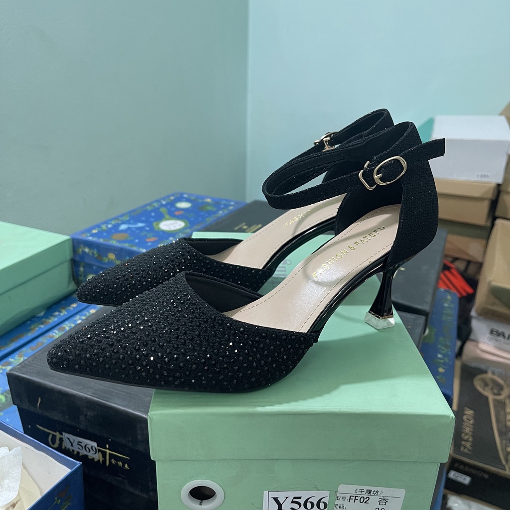 GIÀY CAO GÓT ĐÍNH ĐÁ SANG CHẢNH 8612