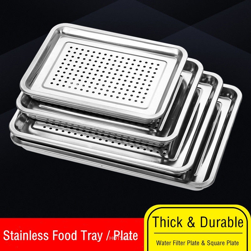 Khay đựng thức ăn 2 tầng bằng thép không gỉ