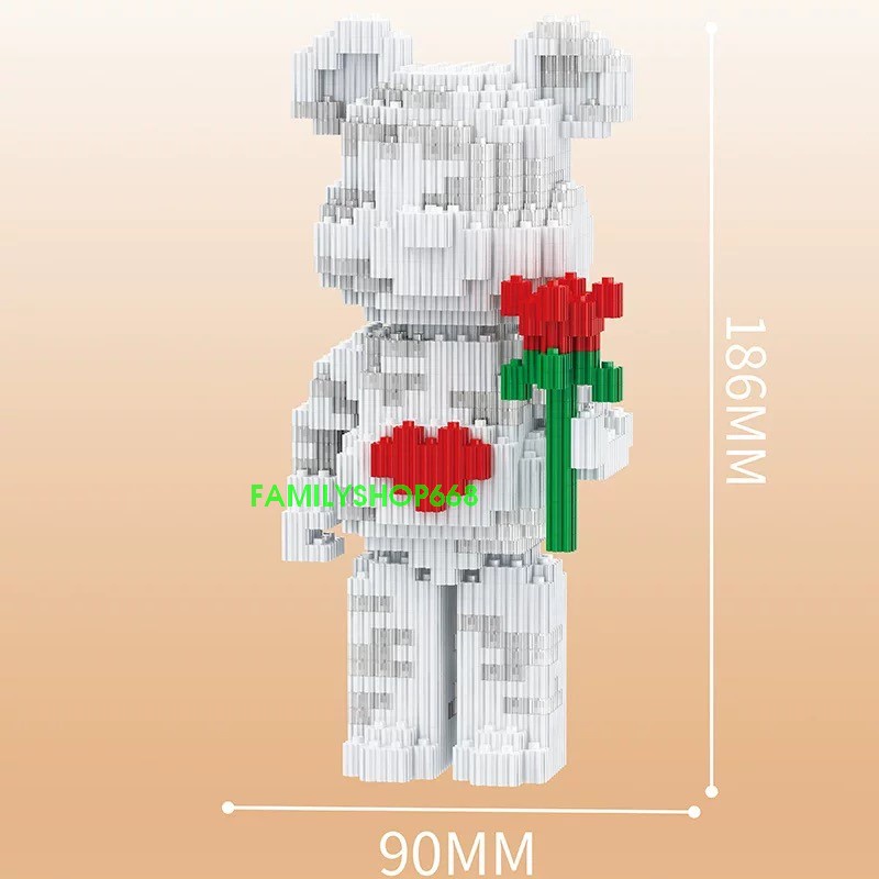 Đồ chơi xếp hình Gấu Bearbrick 19cm lắp ráp mô hình Hàng Đẹp bear brick