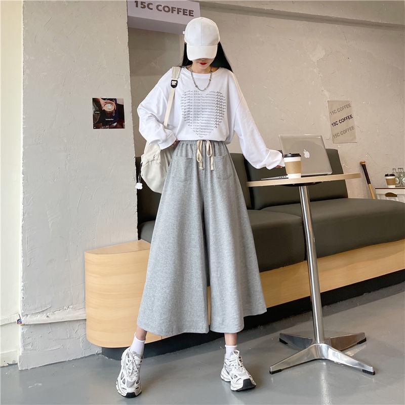 Quần Ống Rộng Thiết Kế Mới Kiểu Dáng Đơn Giản Thời Trang Dành Cho Mùa Thu