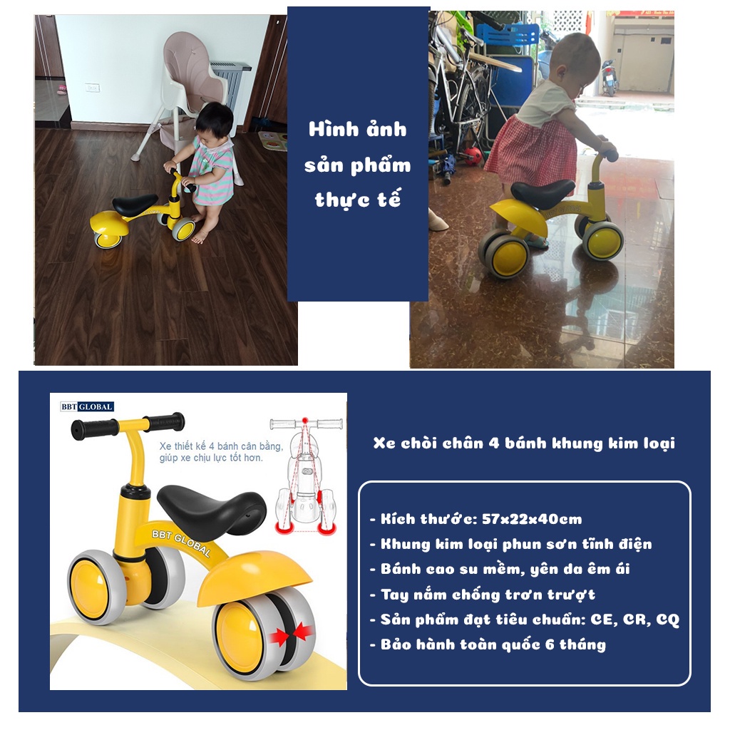 Xe chòi chân cho bé 1 tuổi Q518 BBT Global, Xe chòi chân thăng bằng cho bé, bảo hành 6 tháng toàn quốc