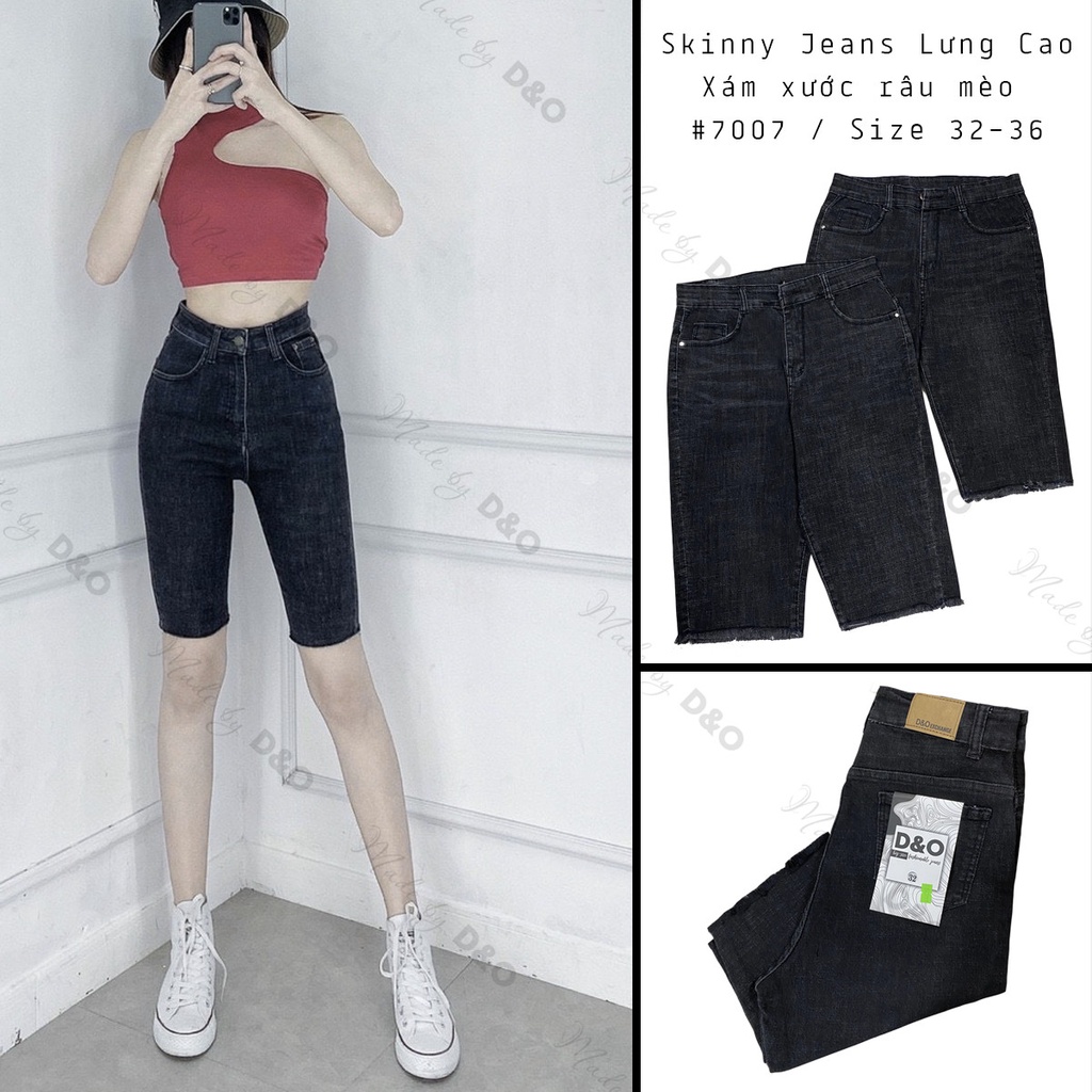 Quần Ngố Jeans Nữ Bigsize, Đen - Xám Co Giãn Mạnh  +  LƯNG CAO TRÊN RỐN che bụng mỡ