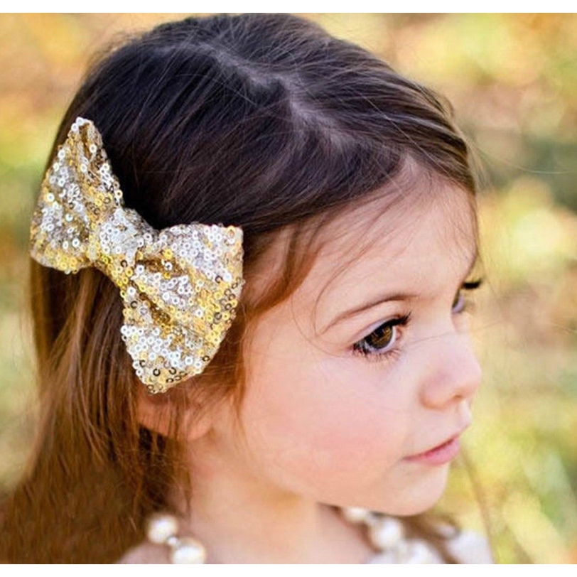 ❤XZQ-Kids Children Baby Girls Sequins Bowknot Hairpin Hair Bow Clips Barrette Best Hot