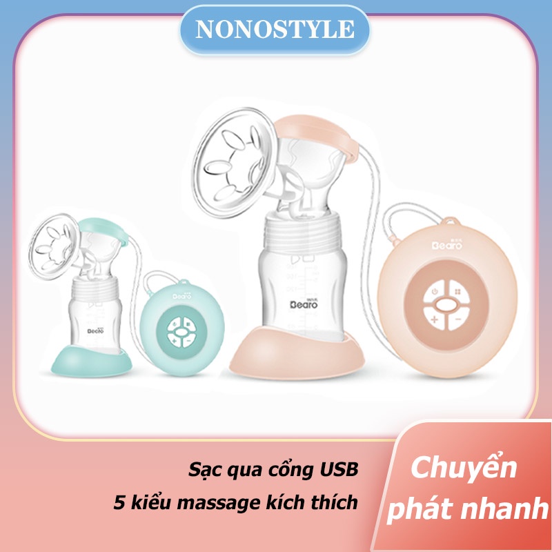 Máy hút sữa điện Real Bearo sạc USB, máy massage khác nhau, chất liệu Silicone an toàn y tế