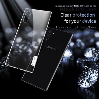 Ốp lưng Samsung Galaxy Note 10 note10 Note 10+ Note 10 plus note10plus hiệu Nillkin dẻo trong suốt bo viền máy