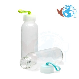 Bình Nước 300ML Thủy Tinh Có Dây Xách Nắp Nhựa