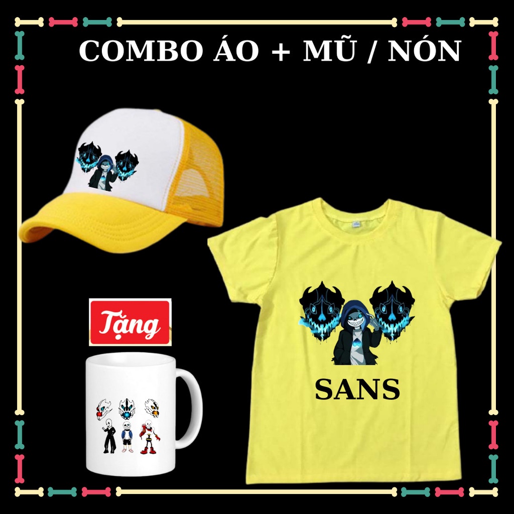 COMBO ÁO MŨ SANS UNDERTALE SIÊU NGẦU CHO BÉ TRAI ÁO BIỆT ĐỘI GANGSTER TẶNG LY SỨ SANS UNDERTALE