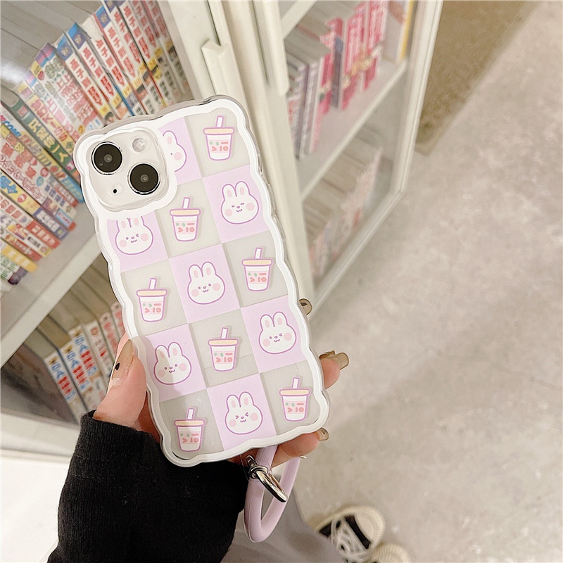 Ốp Điện Thoại Silicon In Họa Tiết Sóng Biển Lớn Có Dây Đeo Cổ Tay Cho iphone 12 / 13Promax 11 xs 8-14