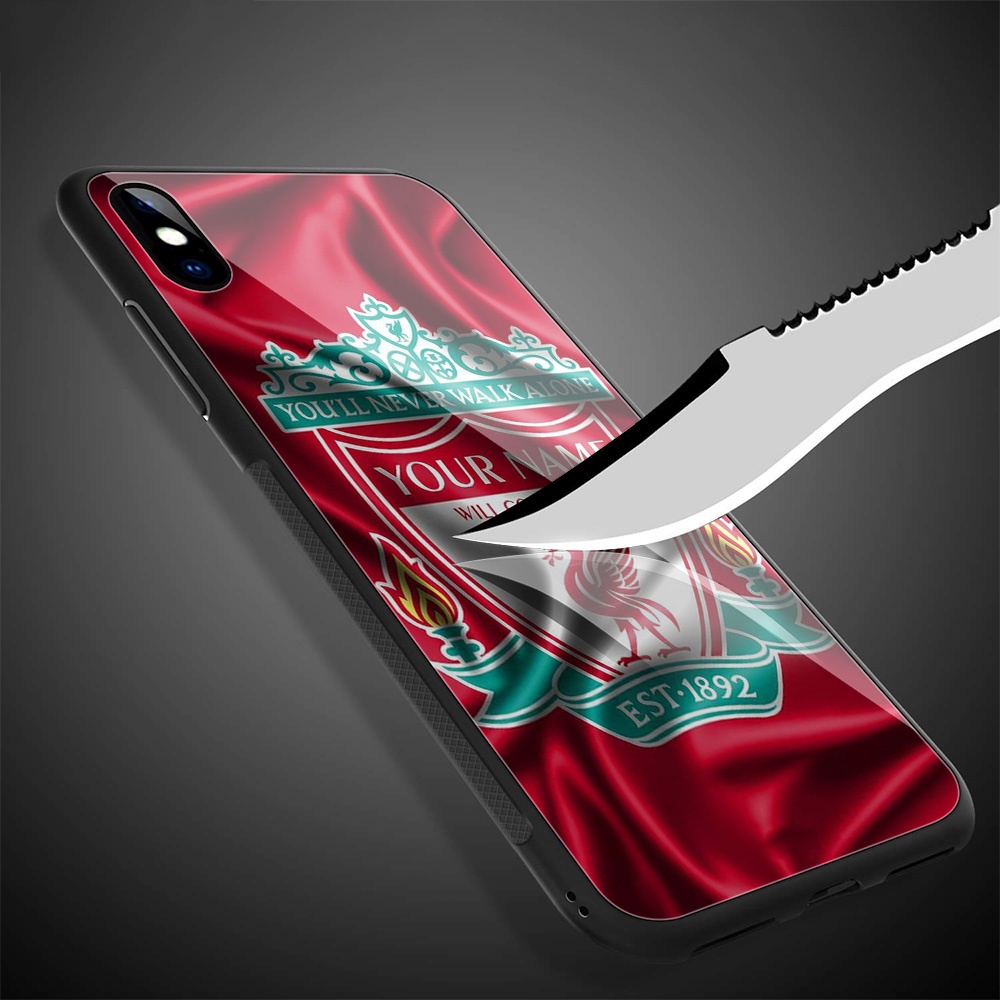 Ốp Điện Thoại Kính Cường Lực Cạnh Mềm In Hình Logo Câu Lạc Bộ Bóng Đá Liverpool Cho Apple iPhone 8 7 6 6S Plus RCZ57