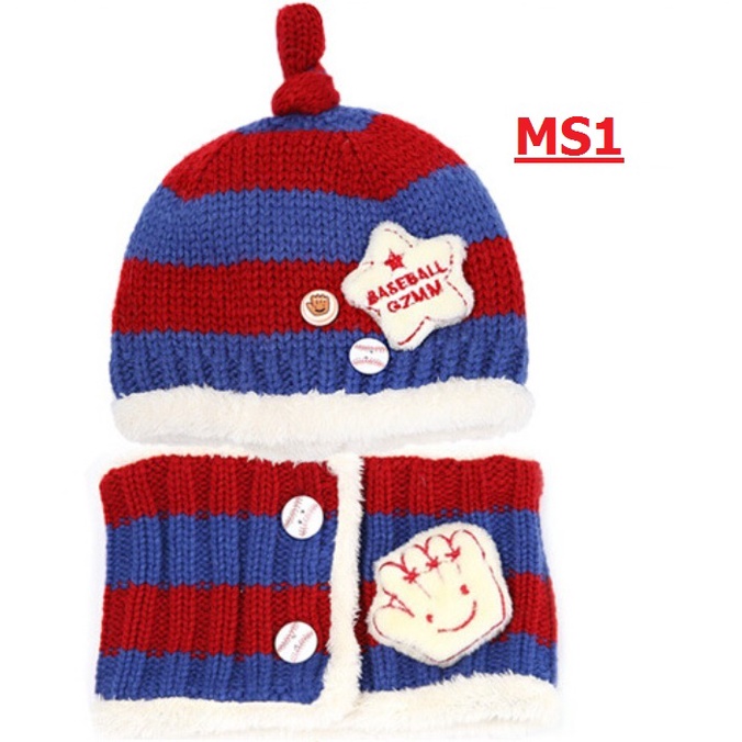 SET MŨ LEN + KHĂN LEN MINKBABY CHO BÉ 6 THÁNG- 4 TUỔI ( MẪU 3)