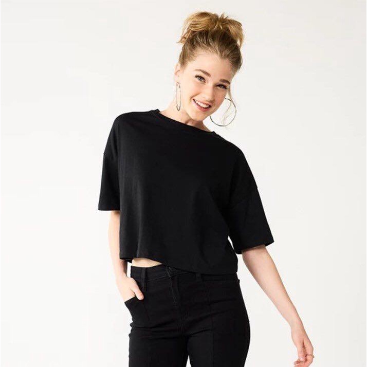 Áo thun croptop nữ trơn form rộng