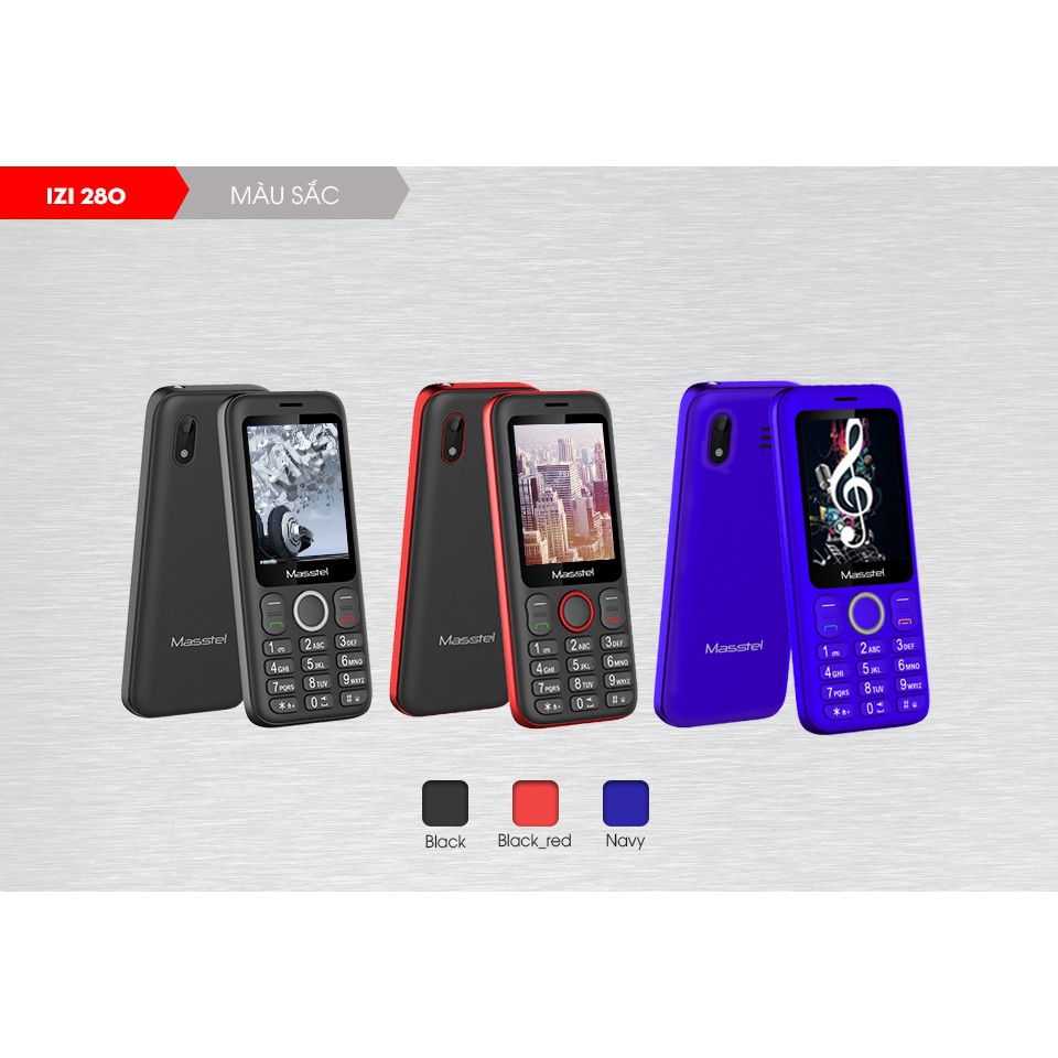 Điện Thoại Masstel izi 280 Pin Khủng - Loa To Bàn Phím Lớn - Nghe FM Không Cần Tai Nghe