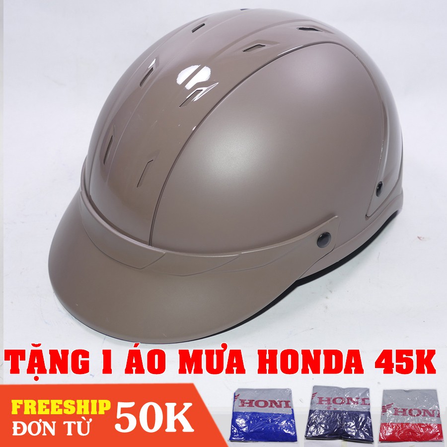 [Tặng áo mưa Hon-da] Nón bảo hiểm vá 2 mảnh thời trang độc đáo Helmet KM2301