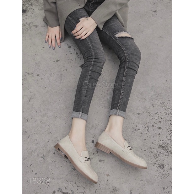 Giày Loafer Moca Nữ Da Mềm Màu Đen Nude Sáng Dáng Bệt Thấp Mềm Mại - Phong Cách Hàn Quốc Cao Cấp Có Sẵn Freeship