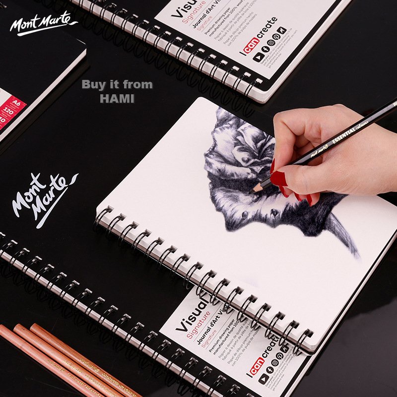 Sổ Sketch Book Mont Marte Bìa Cứng Gáy Lò Xo A3/ A4/ A5/ A6 - 120 Trang, 110gsm