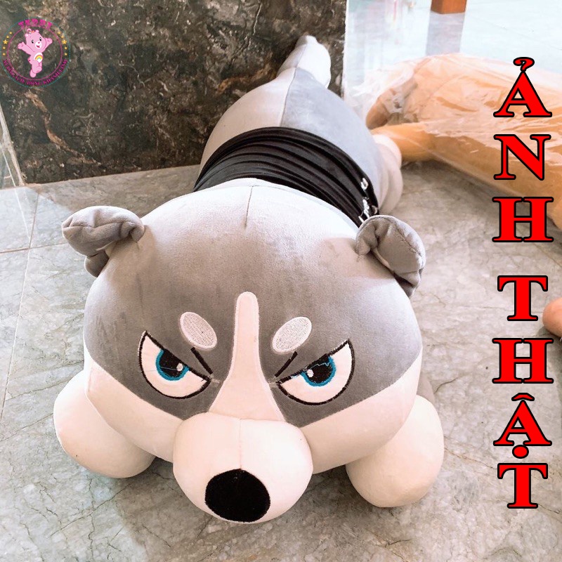 Gấu Bông Chó Husky Size 100Cm Có Áo Hàng Cao Cấp Chất Liệu Vải Nhung Co Dãn 4 Chiều Xuất Dư Siêu Thị