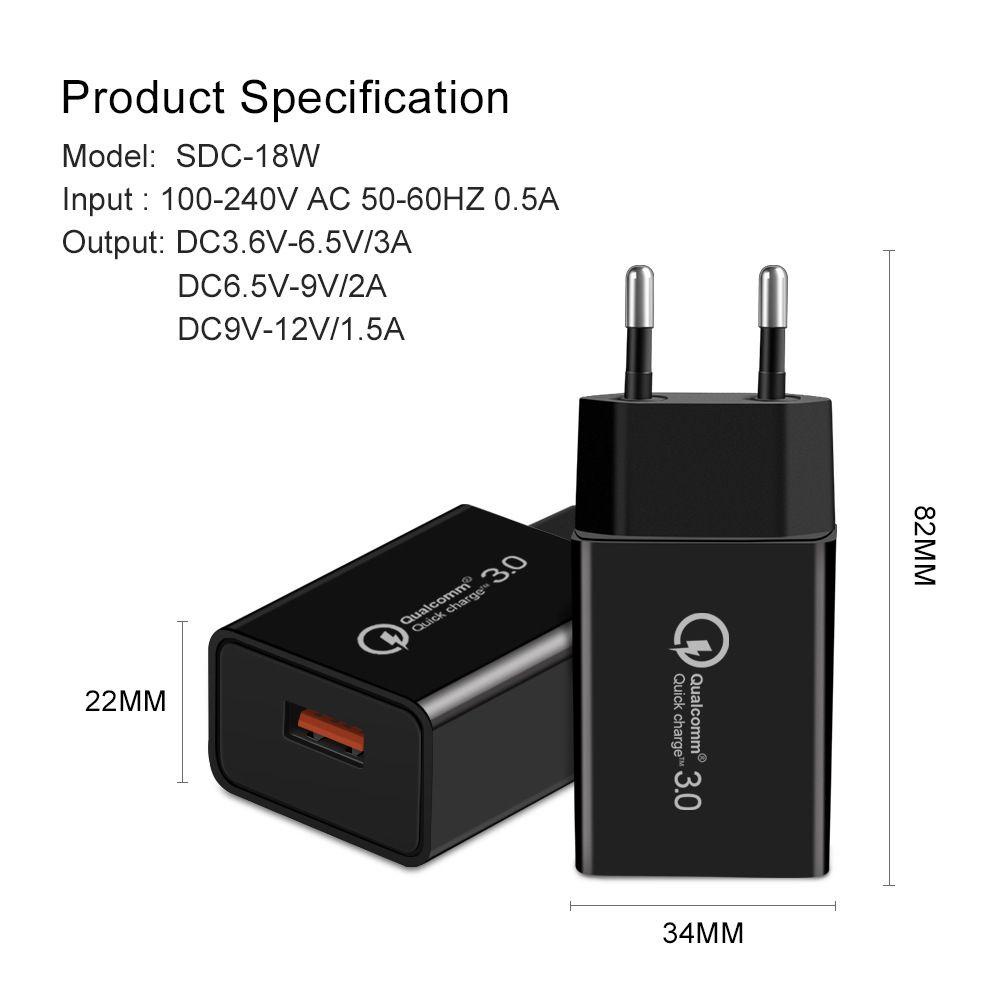 Củ Sạc Điện Thoại Nhanh Phích Cắm US / EU Tiện Dụng