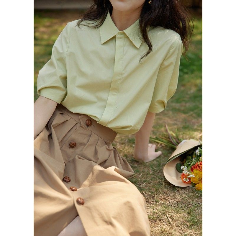 Áo Sơ Mi Tay Ngắn Phong Cách Pháp Thiết Kế Mới Mùa Hè 2022 Cho Nữ