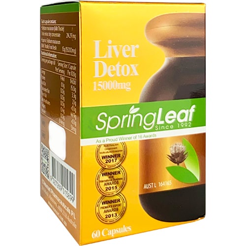 Viên uống Spring Leaf Liver Detox 15000mg hỗ trợ thải độc gan (60 viên)