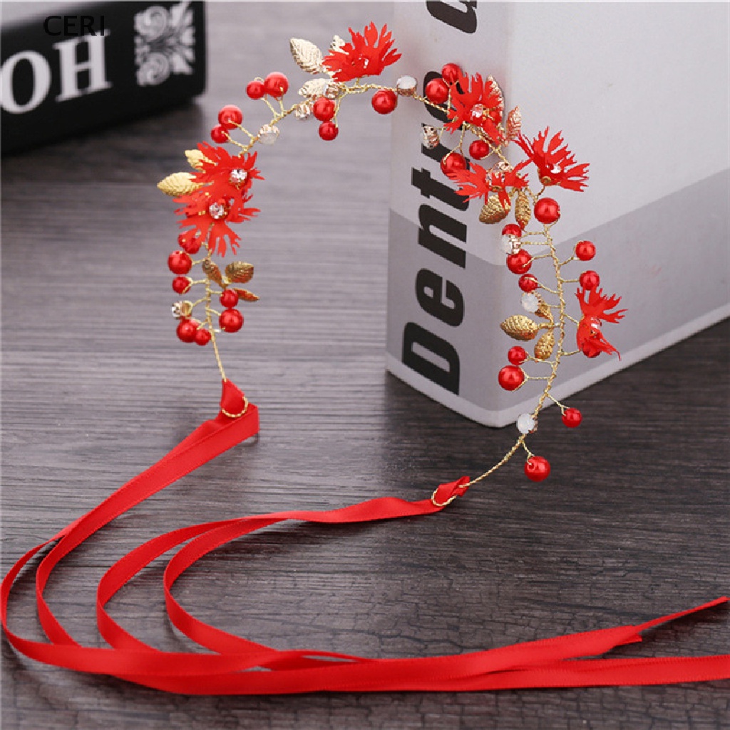 Vòng Hoa Đội Đầu Phối Ruy Băng Cho Cô Dâu Ri